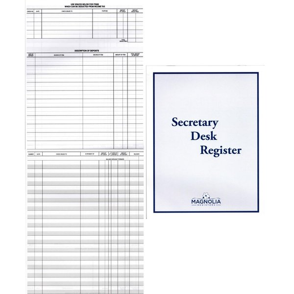 Pack of 5 Premium Check Registers for Deskbook Checks, Secretary Desk Register, Size: 6 3/8 x 8 1/4