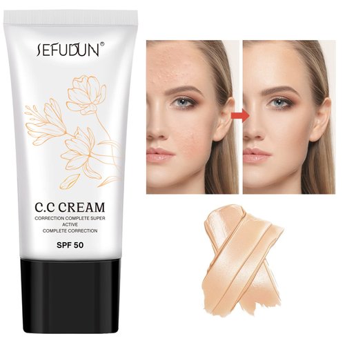 NIFEISHI CC Cream 2 Pack, CC Cream Self Adjusting for Mature Skin, Super Active CC Cream Foundation with SPF 50 for Face and Body Color Correcting