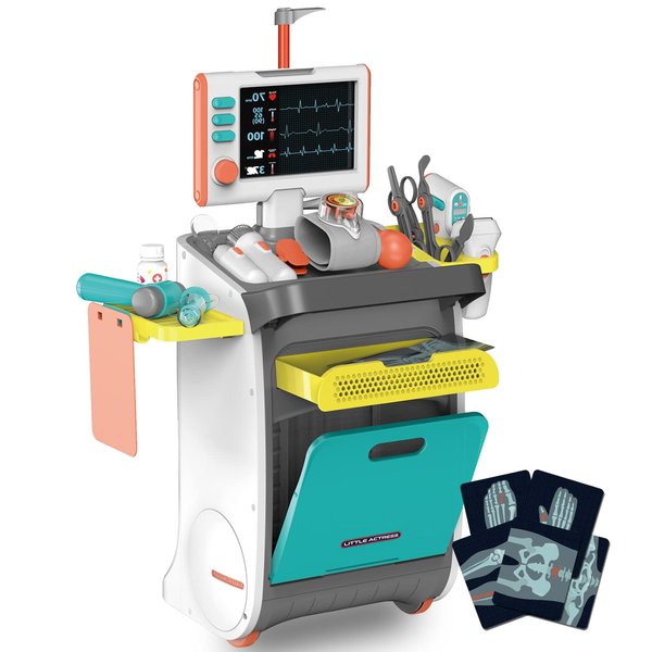 Doctor Kit for Kids | Kids Doctor Playset | Pretend Play Toy Doctor Set Medical Station, 20 Doctor Tools Accessories, Mobile Cart, Thermometer, Stethoscope, X-Rays, Pulse Machine