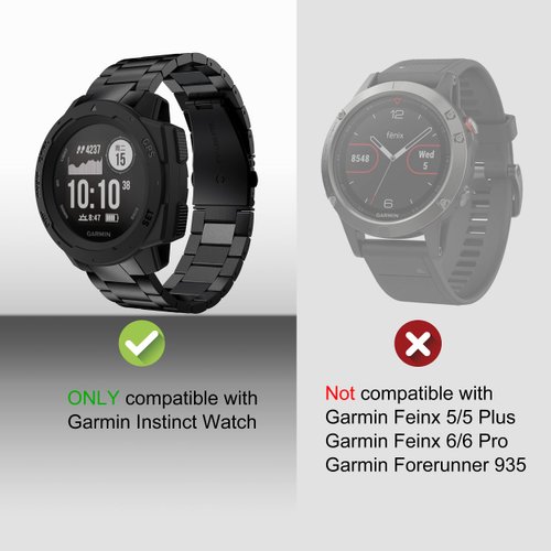 GELISHI Compatible with Garmin Instinct Bands, Stainless Steel Quick Release Watch Band Replacement Strap for Garmin Instinct/Instinct 2/ Instinct Tide/Instinct Tactical, Black