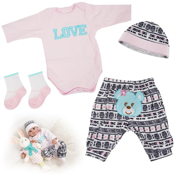 17-20 Inch Reborn Baby Dolls Clothes - Newborn Baby Doll Matching Outfit Accessories Gift Set - B