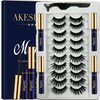AkesuLash Magnetic Eyelashes with Eyeliner Kit- 10 Pairs 3D Cat-eye Magnetic Lashes Kit with Applicator,Updated 4 Tubes of Magnetic Liner & Natural Look, Reusable, Easy to Apply