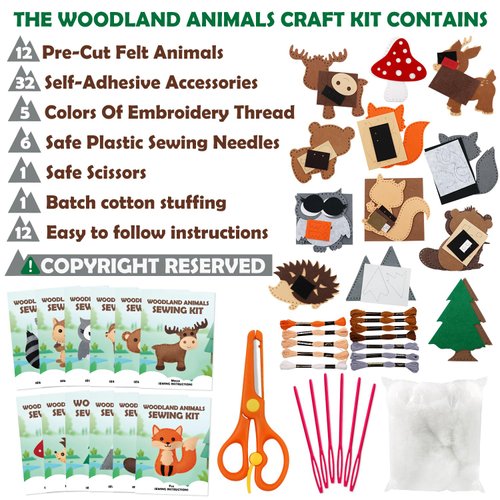 CiyvoLyeen Puppy Craft Kit Kids DIY Crafting and Sewing Set Dog Stuffed Animal Felt Plushie for Girls and Boys Educational Beginners Sewing Set Sewing Kits for Kids Age 8 9 10 11 12