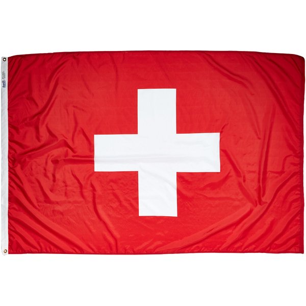 Annin Flagmakers Switzerland Flag USA-Made to Official United Nations Design Specifications, 4 x 6 Feet (Model 198162)
