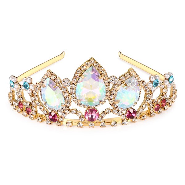 Girls Birthday Gift Rapunzel Aurora Borealis Stone Sparkle Gold Tiara Halloween Princess Tangled Costume