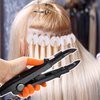 Fusion Hair Extensions Tools Keratin Hair Extension Tools Fusion Heat Iron Hair Extensions Heat Tool with Fusion Glue Protector Templates Hair Clips Finger Protector 2 Bags Keratin Glue Granule