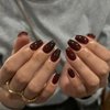 KQueenest Gel Press on Nails Short Medium Coffin, Solid Color Fake Nails Nails Press ons, Short Ballerina Glue on Nails With Glazed Finish, Wine Red Acrylic Nails False Nails For Finger, Burgundy