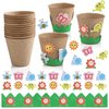 Ayfjovs Garden Paper Pot Craft Kit 15 Pack Flower Plant Spring Craft with 105 PCS Adhesive Foam Stickers and 15 PCS Paper Mache Pots, Flower Planting Growing Kit Science and Garden for Kids