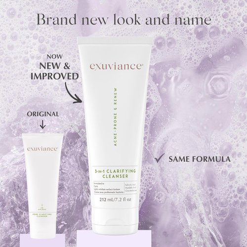 EXUVIANCE 3-in-1 Clarifying Anti-Aging Cleanser for Acne-Prone Skin with Salicylic Acid, Soap-Free Makeup Remover and Oil Control Face Wash, Exfoliates, Soothes & Improves Skin Texture, 7.2 fl. oz