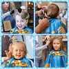 Axbvok9Uconie Barber Cape Duster Brush - Kids Hair Cutting Set Blue Construction Car Theme Hairdressing Adjustable Snap Closure Neck Cape with Clip Kit Salon Barber Supplies for Children Boys Girls