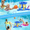 W-Plus Pool Floats Toys Games Set, 2-in-1 Ring Toss & Basketball Hoops Games for Kids Teens & Adults Swimming Pool Pool Lake Ocean Backyard Parties Water Game (Blue)