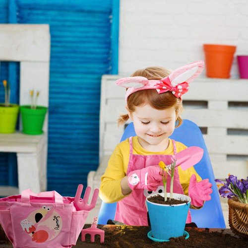 Altdorff Kids Gardening Set, Garden Tools Kit for Kids Include Shovel, Rake, Fork, Kids Apron, Tote Bag, Garden Gloves and Watering Can, Garden Toys Gifts for Girls