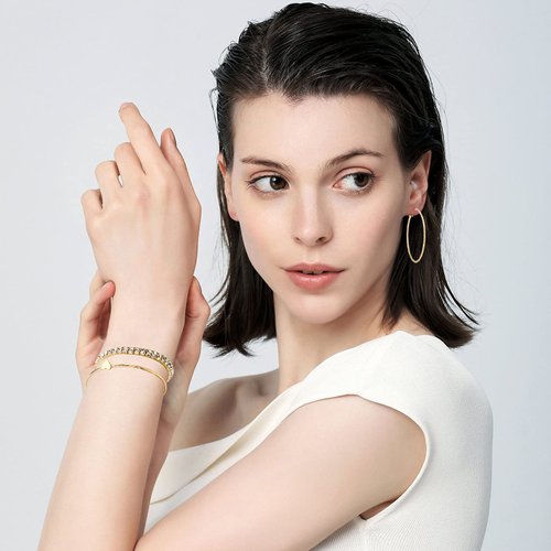 AROIC 38 PCS Gold Jewelry Set with 4 PCS Necklace,10 PCS Bracelet,24 PCS Layered Ball Dangle Hoop Stud Earrings for Women Girls Fashion and Valentine Birthday Party Gift