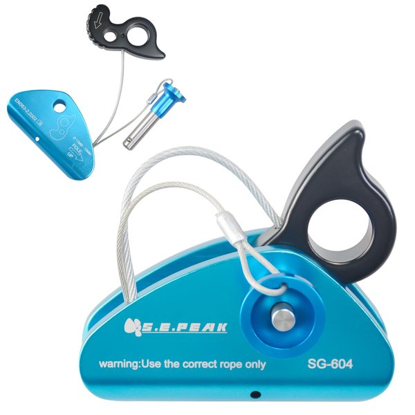SEPEAK 15kN Detachable Rope Grab Ascender, Flip Line Adjuster, Grip Clamp,Fall Protection Belay Device for Rock Climbing,Tree Arborist,Climbing Rescue Caving, Mountaineering/Fit for 11~13 MM Rope/Blue