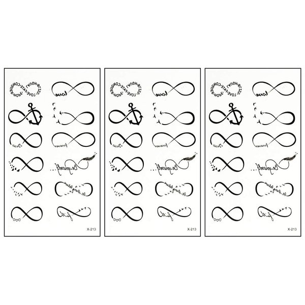 PARITA Small Tattoos Heart Bird Anchor Eight Infinity Lines Cartoon Temporary Water Transfer Tattoo Paper for Women Kids Men Body Art Arms Legs Hand Neck Decorations Fun Party Gift (Pack 3 PCS.) (15)