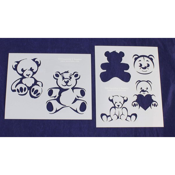 Teddy Bear Stencils - 2 Piece Set - 8 x 10 Inches