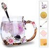 evecase daisy Flower Glass Mugs Tea Cup with Steel Spoon,Tea Lovers Gifts for Women,Wife,Mom,Female,Friends,Birthday,Mothers Day, valentines day,Christmas