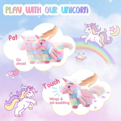 Gretex Unicorn Plush Interactive Toy for Kids age 3 4 5 6 Year Old: Walking Talking Electronic Pet Toy with Remote Control Leash Touch Recognition Toddler Unicorn Care Set Birthday Gifts for Girl 6-12