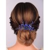 Teyglen Bridal Crystal Hair Comb Blue Rhinestone Pearl Wedding Hair Comb Hair Accessories for Bride Wedding Headpiece Boho Crystal Hair Piece for Women Girls (Blue)
