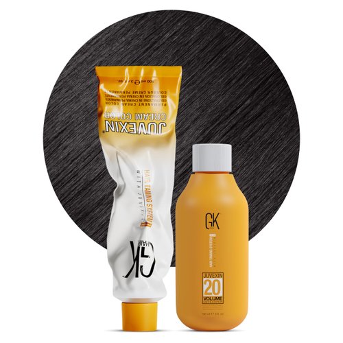 GK HAIR Global Keratin Cold Naturals 4.01 Cold Intense Brown Hair Color Cream Tube (3.4 Fl Oz/100ml) + 20 Volume Developer (5 Fl Oz/150ml) - Professional Permanent Long Lasting Toner Dye