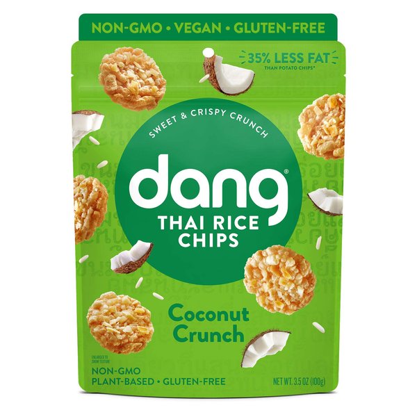 Dang Thai Rice Chips | Coconut Crunch | 4 Pack | Vegan, Gluten Free, Non Gmo Rice Crisps, Healthy Snacks Made with Whole Foods | 3.5 Oz Resealable Bags