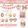 Sweet 16 Party Decorations - 16th Birthday Party Decorations for Girls Supplies 34 Packs with Banner, Swirl, Crown, Balloons, Foil Curtain Backdrop, Gold Sash, Cake Toppers