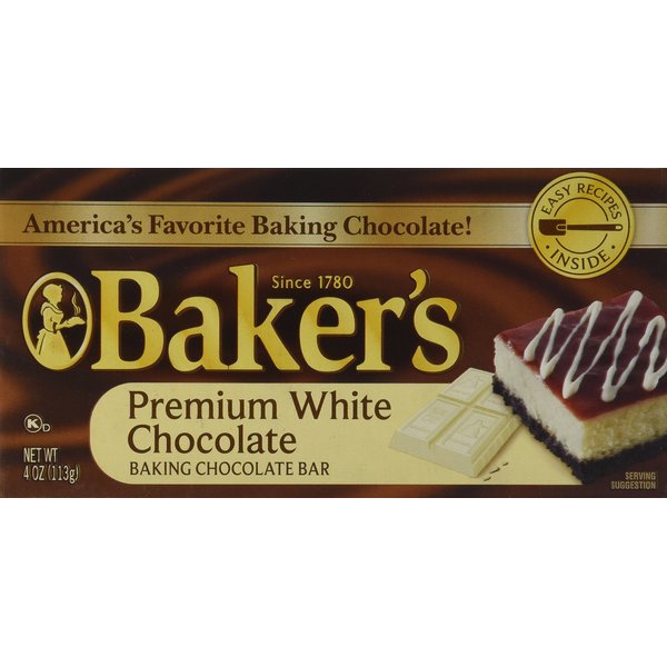 Bakers, Premium White Chocolate Baking Bar, 4oz Bar (Pack of 4)