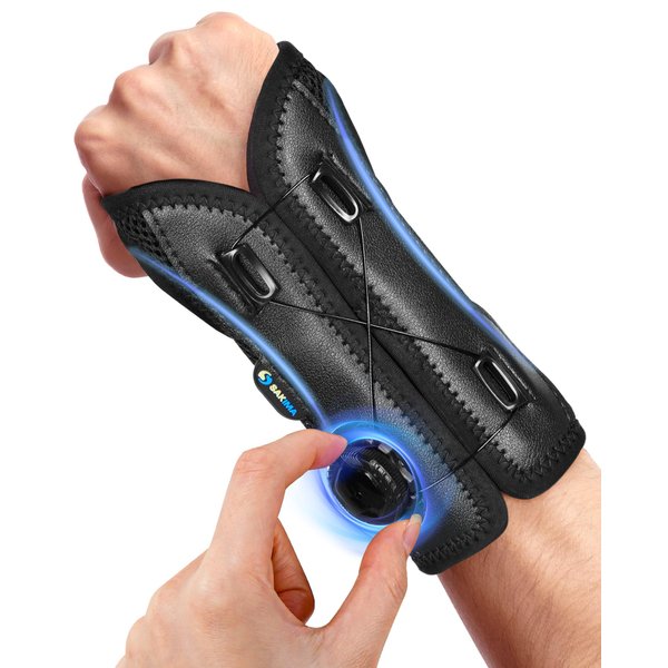 SAKIMA Wrist Brace for Carpal Tunnel - Adjustable Knob Hand Brace Night Support, Fits Left & Right Hand, Provide Maximum Wrist Support for Men and Women for Tendonitis Arthritis Sprains (5.5-8 inch)