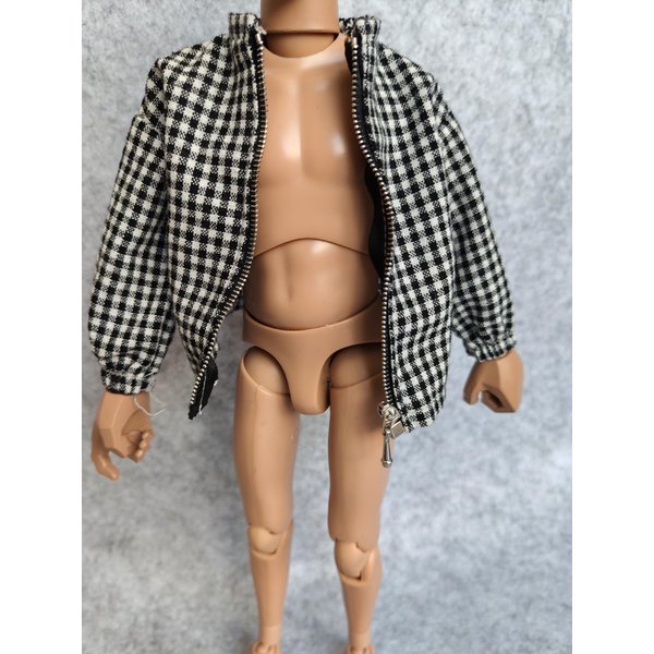 1:6 Scale Plaid Zipper Coat Jacket for 12" Male Female Toy Action Figure Doll Clothes