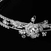 Bridal Tiara Headband Silver Crystal Double Band With Side Floral Detail