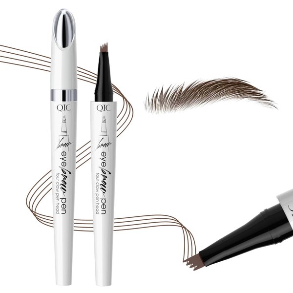Eyebrow Pencil 4 Fork tip Design Stereoscopic Eye Makeup Eyebrow Makeup, Long Lasting, Waterproof and Smudge-proof Eyebrow Pen Dark Brown