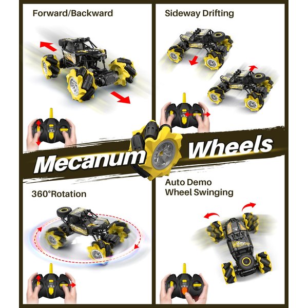 DoDoeleph Remote Control Car, Metal RC Cars, RC Monster Trucks 1/20 RC Stunt Car 360° Rotating 4WD 2.4Ghz All Terrains Rechargeable RC Crawler, Kids Girls Boys Toys Age 4-5 6-8 8-10