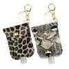 STRONGER Portable Hand Sanitizer Holder Keychain Travel Size Bottle , 2 Pack 30 ML Leopard Print Pocket Empty Leakproof Plastic Bottle Backbag Decorations For Essential Oil, Shampoo, Liquid