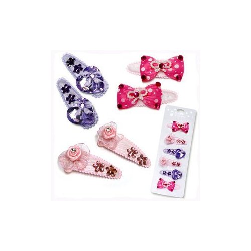 Pecoware Girls Fancy Hair Barrettes, Pink/Purple