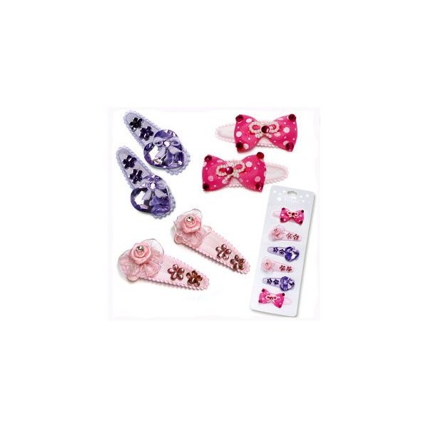Pecoware Girls Fancy Hair Barrettes, Pink/Purple