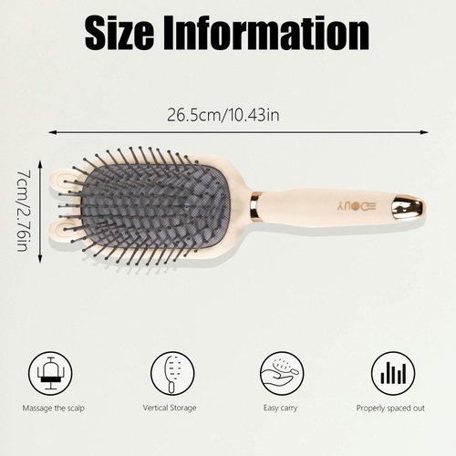 Roucerlin Rabbit Shape Hair Brush with Comb Cleaner for Fine Thick Curly Hair, Air Cushion Hair Comb, Hairbrush for Women Men, Hair Detangler Brush for Detangling Smoothing Massage