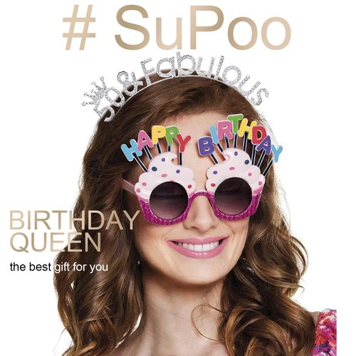 SuPoo Silver 50th Birthday Crown 50th Birthday Decorations Women 50 & Fabulous Birthday Headband Tiara 50 Birthday Gifts for Her 50 Year Old Party Decorations Happy Birthday Hair Accessories