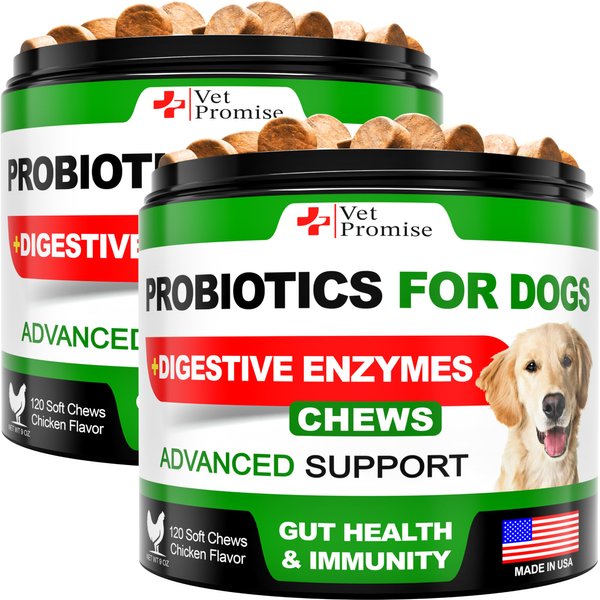 (2 Pack) Probiotics for Dogs - Dog Probiotics and Digestive Enzymes for Gut Health, Itchy Skin, Allergies, Immunity, Yeast Balance - Prebiotics - Reduce Diarrhea, Gas - 240 Probiotic Chews for Dogs