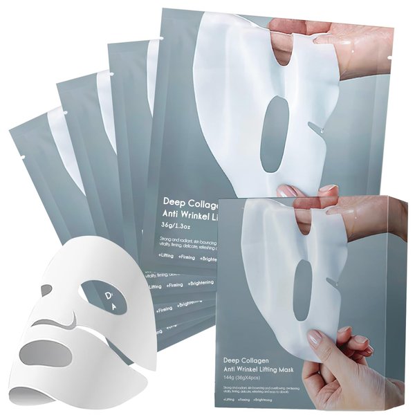 SOYUB Collagen Face Mask - Hydrating Overnight Collagen Face Mask Deep Collagen Anti Wrinkle Lifting Mask - Pure Collagen Films for Improve Elasticity Firming And Moisturizing (4pcs/1 Box)