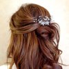 Vacaonio Wedding Pearl Crystal Hair Comb Rhinestone Bridal Hair Pin Hair Piece Silver Flower Hair Combs Arylic Flower Hair Comb Decorative Hair Accessories for Women and Girls Headdress