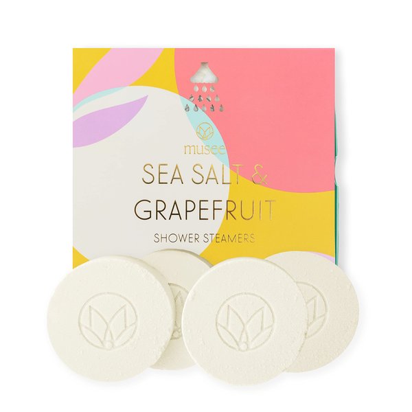 Musee | Sea Salt & Grapefruit Shower Steamers | Handcrafted in The USA | Cruelty-Free | Paraben-Free | Sulfate-Free | Ideal Gift for All Occasions | Vibrant Scent | 4 Pieces