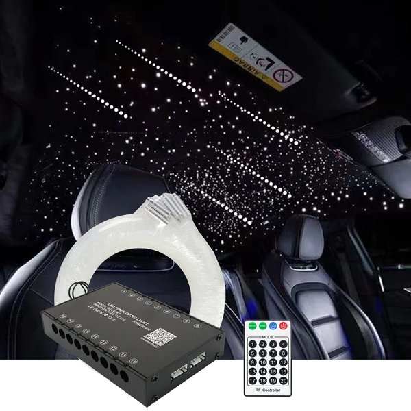 AMKI Shooting Stars Meteor Effect Fiber Optic Lights Kit,18 Holes LED Light Engine with Bluetooth+RF Remote Control LED Optical Fiber Cables Strands (108pcs*0.04in*13.1ft)
