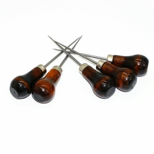 M-W Pack of 5 Gourd Shape Leather Craft Cloth Wood Handle Scratch Awl Tool Pin Punching