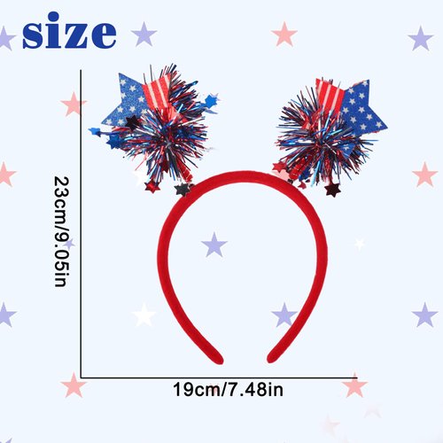 AIUPUOC 4th of July Headband for Women Fourth of July Hair Accessories Independence Day Headbands Patriotic Hair Band American Flag Hair Hoop Red White and Blue Hair Boppers Memorial Day Party Favors