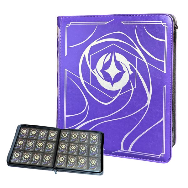 Premium Silly Bear Emporium Lorcana Lore Book Themed 480 Side-Loading Pocket Binder for TCG Trading Cards | Compatible with Lorcana, Yugioh, One Piece, Pokemon, Magic | 12 Pockets Per Page (Purple)