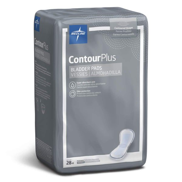 Medline ContourPlus Bladder Control Incontinence Pads, Moderate Absorbency, 5.5" x 10.5", 28 Count