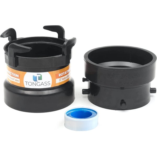 (Combo Pack) RV Sewer Hose Fitting Adapter to PVC, RV Sewer Connection & RV Sewer Termination Adapter - 3" Hub x Bayonet Hooks with Thread Seal Tape
