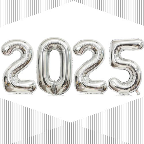 2025 Balloons,Gaint 40 Inch Silver 2025 Number Balloons,2025 Silver Balloons for New Year Eve Party Supplies 2025, New Years Decorations 2025, Christmas, Graduations Decorations