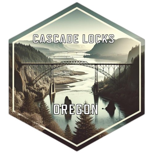 Cascade Locks Oregon Souvenir Travel Destination Die Cut Hexagon Decorative Flat Magnet 2-Inch