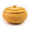 Hand-Woven Round Rattan Storage Basket with Lid – 8.6x5.1 Inch Durable Wicker Box for Picnic, Decoration, and Multi-Purpose Storage – Eco-Friendly Craftsmanship